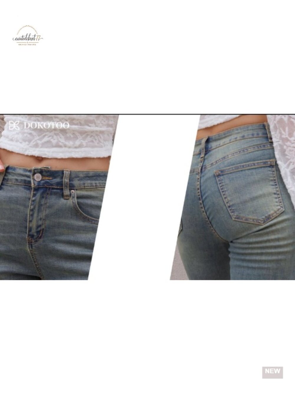 Women's Flare Bell Bottom Jeans Wide Leg Stretchy Denim Pants - Picture 6 of 6